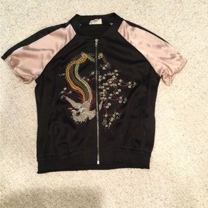 Jolt zip up silky top